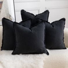 Nikcorp Pamučne jastučnice s resicama Boho crne 55x55 cm, set 4 kom, ukrasne navlake za jastuke od 100% pamuka za kauč i krevet