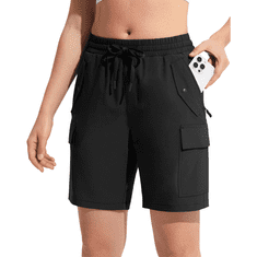 Nikcorp Ženske cargo kratke hlače sportske za treking i trening lagane brzosušeće s džepovima crne, veličina XXL