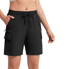 Nikcorp Ženske cargo kratke hlače sportske za treking i trening lagane brzosušeće s džepovima crne, veličina XXL