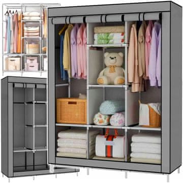 Dexxer XL prijenosni ormar s policama za odjeću 167 cm s poklopcem sivi