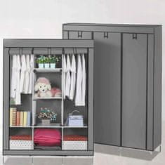 Dexxer XL prijenosni ormar s policama za odjeću 167 cm s poklopcem sivi