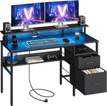 Songmics Računalni stol 135x55x89 cm crna