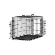 Songmics Kavez za pse 122x74.5x80.5 cm crna sklopivi