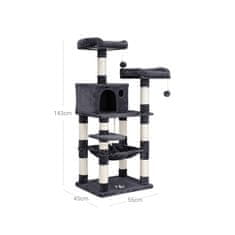 Songmics Penjalica za mačke 140x61x51 cm siva