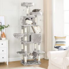 Songmics Penjalica za mačke 206 cm veliki toranj za mačke 60x50x206 cm siva