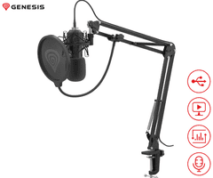 Genesis RADIUM 400 G2 profesionalni mikrofon, stolni / studijski, 192 kHz, podesiva ruka / nosač / stalak, crni