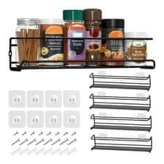 Deco Haus Deco Haus – 4 kuhinjske police, umetak za ormarić, organizator začina – police za pohranu koje se mogu montirati ljepilom ili vijcima – srebrne, 29 x 6,35 x 5 cm crna