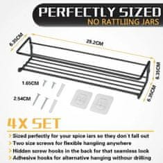 Deco Haus Deco Haus – 4 kuhinjske police, umetak za ormarić, organizator začina – police za pohranu koje se mogu montirati ljepilom ili vijcima – srebrne, 29 x 6,35 x 5 cm crna