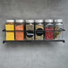 Deco Haus Deco Haus – 4 kuhinjske police, umetak za ormarić, organizator začina – police za pohranu koje se mogu montirati ljepilom ili vijcima – srebrne, 29 x 6,35 x 5 cm crna