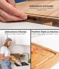 Deco Haus Deco Haus - Drveni set od 3 daske za rezanje, izrađen od čvrste akacije [DEBLJINA 2 cm] - Daske za rezanje s utorom za sok - Drvena kuhinjska daska 40x30, 33x24, 26x18 - Set drvenih dasaka za rezanje