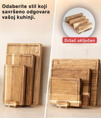 Deco Haus Deco Haus - Drveni set od 3 daske za rezanje, izrađen od čvrste akacije [DEBLJINA 2 cm] - Daske za rezanje s utorom za sok - Drvena kuhinjska daska 40x30, 33x24, 26x18 - Set drvenih dasaka za rezanje