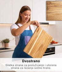 Deco Haus Deco Haus - Drveni set od 3 daske za rezanje, izrađen od čvrste akacije [DEBLJINA 2 cm] - Daske za rezanje s utorom za sok - Drvena kuhinjska daska 40x30, 33x24, 26x18 - Set drvenih dasaka za rezanje