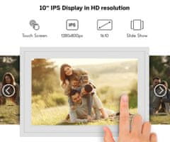 Thomson THOMSON F10 pametni digitalni okvir za fotografije, 25,6 cm (10,1"), HD IPS zaslon osjetljiv na dodir, aplikacija, USB-A, USB-C, bijela