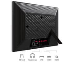 Thomson THOMSON F10 pametni digitalni okvir za fotografije, 25,6 cm (10,1"), HD IPS zaslon osjetljiv na dodir, aplikacija, USB-A, USB-C, crni