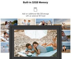 Thomson THOMSON F10 pametni digitalni okvir za fotografije, 25,6 cm (10,1"), HD IPS zaslon osjetljiv na dodir, aplikacija, USB-A, USB-C, crni