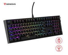 Genesis Thor 404 mehanička tipkovnica za igranje, Gateron Yellow Pro, RGB, Hot-Swap, crna