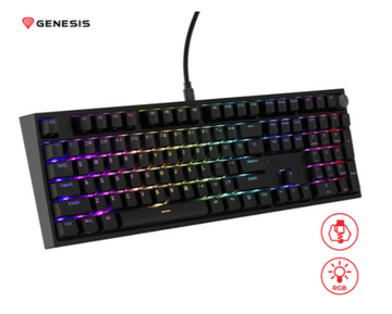 Genesis Thor 404 mehanička tipkovnica za igranje, Gateron Yellow Pro, RGB, Hot-Swap, crna