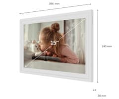 Thomson THOMSON F15 pametni digitalni okvir za fotografije, 39,6 cm, Full HD IPS zaslon osjetljiv na dodir, aplikacija, USB-A, USB-C, bijela