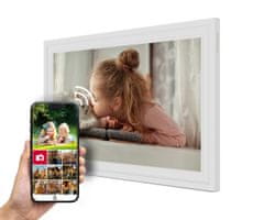 Thomson THOMSON F15 pametni digitalni okvir za fotografije, 39,6 cm, Full HD IPS zaslon osjetljiv na dodir, aplikacija, USB-A, USB-C, bijela