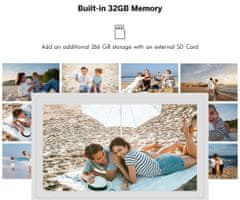 Thomson THOMSON F15 pametni digitalni okvir za fotografije, 39,6 cm, Full HD IPS zaslon osjetljiv na dodir, aplikacija, USB-A, USB-C, bijela