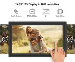 Thomson THOMSON F15 pametni digitalni okvir za fotografije, 39,6 cm, Full HD IPS zaslon osjetljiv na dodir, aplikacija, USB-A, USB-C, crni
