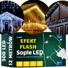 Zolta Vanjske božićne lampice "sople" 300 led s efektom flash, hladno bijela i hladni flash