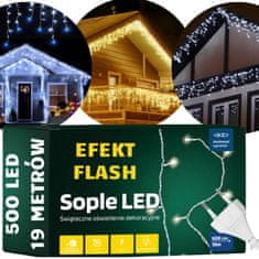 Zolta Duge LED lampice 500, vanjska božićna svjetla s efektom bljeska