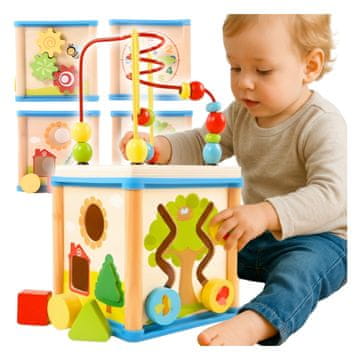 Drvena Montessori edukativna kockasta igračka labirint rođendanski poklon