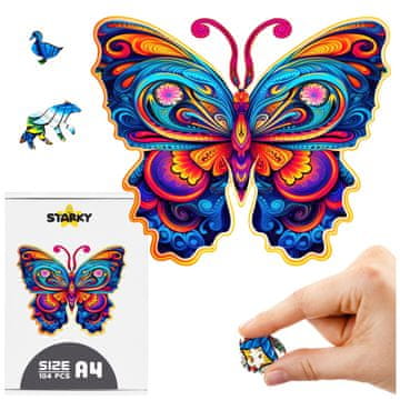 Drvena puzzle s motivom leptira, šarena slagalica za odrasle i djecu, A4, 104 elementa