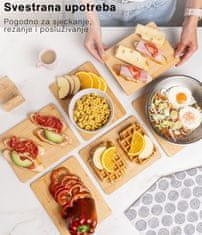 Deco Haus Deco Haus set od 6 drvenih dasaka za doručak [DEBLJINA 0,8 cm] – Mala drvena daska za rezanje 23 x 17,5 cm – Antibakterijska drvena daska – Set dasaka za grickalice za kuhinju – Daska za ručak