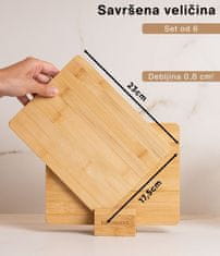 Deco Haus Deco Haus set od 6 drvenih dasaka za doručak [DEBLJINA 0,8 cm] – Mala drvena daska za rezanje 23 x 17,5 cm – Antibakterijska drvena daska – Set dasaka za grickalice za kuhinju – Daska za ručak