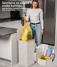 Deco Haus Deco Haus Kanta za smeće 90L [dodatna unutarnja vreća] - Stalak za vreće za smeće - Kanta za vreće za smeće - Kanta s poklopcem - Kuhinjski odvodni sustav - Robusni stalak za vreće za smeće - bež