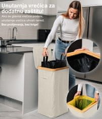 Deco Haus Deco Haus Kanta za smeće 90L [dodatna unutarnja vreća] - Stalak za vreće za smeće - Kanta za vreće za smeće - Kanta s poklopcem - Kuhinjski odvodni sustav - Robusni stalak za vreće za smeće - bež