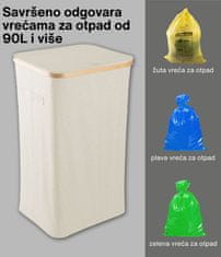 Deco Haus Deco Haus Kanta za smeće 90L [dodatna unutarnja vreća] - Stalak za vreće za smeće - Kanta za vreće za smeće - Kanta s poklopcem - Kuhinjski odvodni sustav - Robusni stalak za vreće za smeće - bež