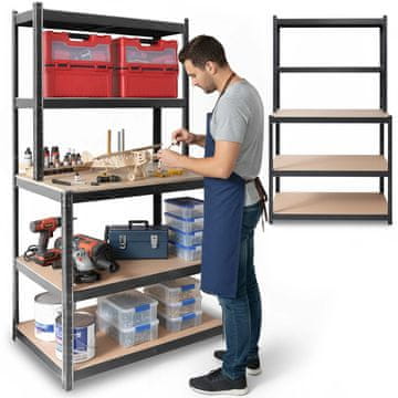 Humberg Metalni radni stol s policama 180 x 100 x 60 cm HR-855 crni