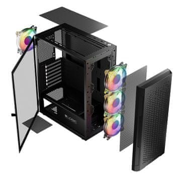 Aramis Logic ARAMIS ARGB MINIDI Midi Tower PC kućište, crno, sa staklenom stranicom