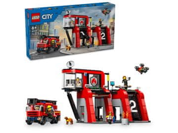 LEGO City 60414 - Vatrogasna postaja s vatrogasnim vozilom