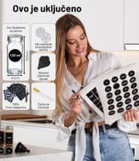 Deco Haus Deco Haus - komplet od 24 staklenke za začine s naljepnicama, lijevkom, četkom za čišćenje, olovkom – Prazne staklene posude za pohranu i dozator 120 ml, 10,5 x 4,3 cm