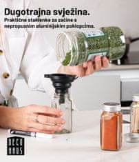 Deco Haus  Deco Haus – Komplet za začine s naljepnicama, lijevkom, četkom za čišćenje, olovkom – Prazne staklene posude za pohranu i dozator 120 ml, 10,5 x 4,3 cm