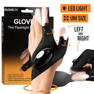 Cool Mango LED rukavice za usmjereno osvjetljenje, podesive i crne za rad - Flashglow