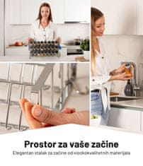 Deco Haus Deco Haus – Metalni stalak od tri razine s – kompletom organizatora za kuhinju, staklom za začine za radnu ploču s 24 staklenke za začine, 48 naljepnice, četkom, lijevkom – srebrna boja