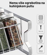 Deco Haus Deco Haus – Metalni stalak od tri razine s – kompletom organizatora za kuhinju, staklom za začine za radnu ploču s 24 staklenke za začine, 48 naljepnice, četkom, lijevkom – srebrna boja