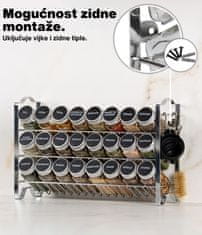 Deco Haus Deco Haus – Metalni stalak od tri razine s – kompletom organizatora za kuhinju, staklom za začine za radnu ploču s 24 staklenke za začine, 48 naljepnice, četkom, lijevkom – srebrna boja