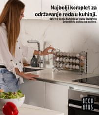 Deco Haus Deco Haus – Metalni stalak od tri razine s – kompletom organizatora za kuhinju, staklom za začine za radnu ploču s 24 staklenke za začine, 48 naljepnice, četkom, lijevkom – srebrna boja