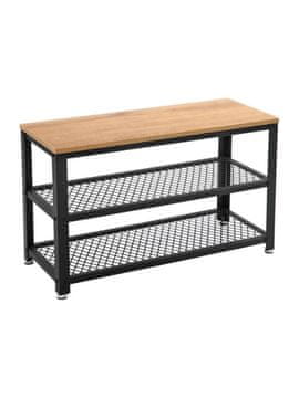 Songmics Klupa za cipele 73x30x45 cm crna s prostorom za pohranu