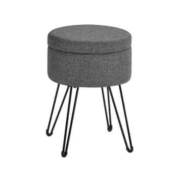 Songmics Tabure za pohranu okrugli 31x31x43 cm sivi