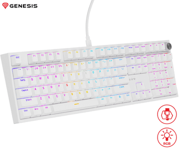 Genesis Thor 404 mehanička tipkovnica za igranje, Outemu Peach Silent V3 prekidači, RGB, bijela