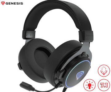 Genesis NEON 764 slušalice, igraće / uredske, 7.1 STEREO VIRTUAL zvuk, mikrofon, RGB LED osvjetljenje, kontrola glasnoće, kontrolne tipke, crne boje.