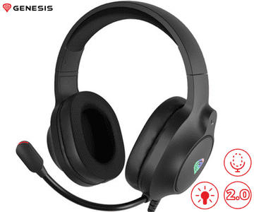 Genesis NEON 213 slušalice, igraće / uredske, 2.0 STEREO zvuk, RGB LED, crne boje