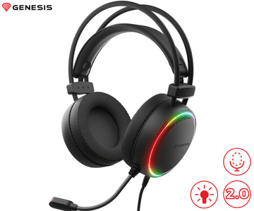 Genesis NEON 613 G2 slušalice, igraće / uredske, 2.0, kontrola glasnoće, kontrolne tipke, crne boje oniksa